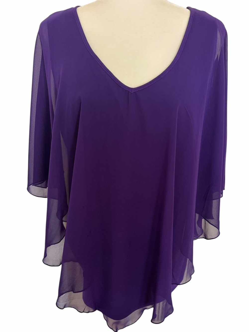 ADELE & MAY ROYAL PURPLE CHIFFON LAYERED TOP Size XL - Picture 2 of 10